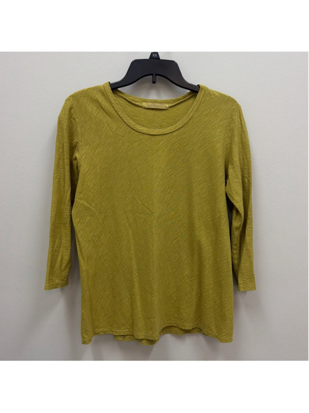 Cut Loose Linen Cotton Jersey Shirt 3/4 Sleeve Sz Small in Chartreuse Green!